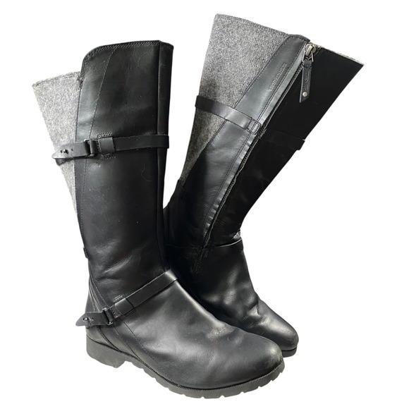 Teva De La Vina Boot 9 Black Waterproof Leather Western Whimsical Riding Biker - Picture 1 of 12